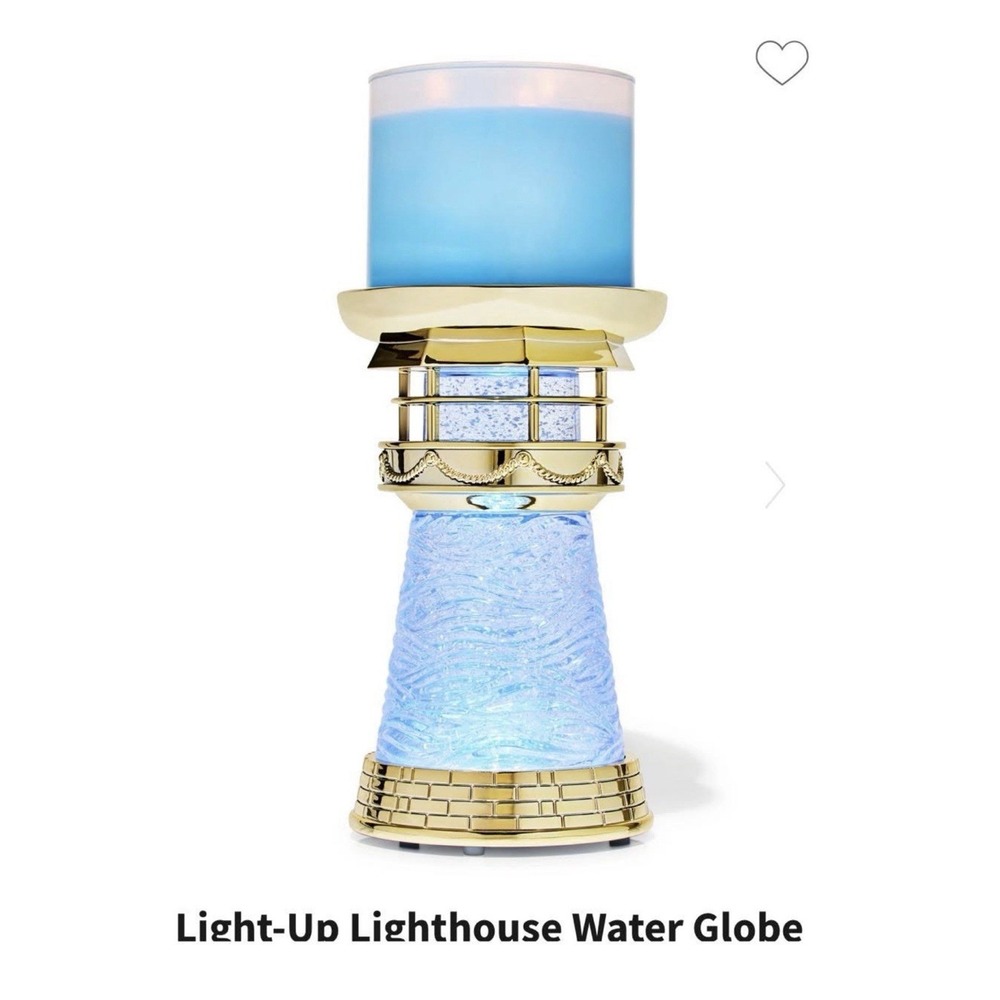 Bath & Body Works Light Up LIGHTHOUSE Candle Holder GLITTER Waterglobe NEW Ret